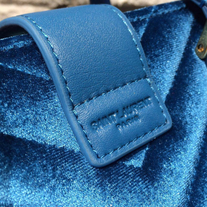 2015 New Saint Laurent Bag Cheap Sale- YSL 30CM Cabas Monogram Saint Laurent in Blue Velet - Click Image to Close